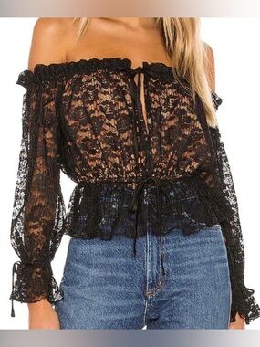Majorelle Revolve Rayford Black Lace Top Medium NWOT